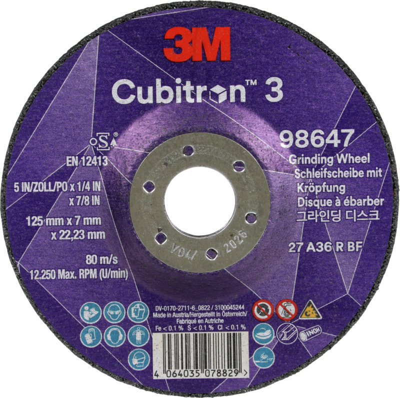 76105127  3M Disco de desbaste CUBITRON 3 125x 7 x 22,23