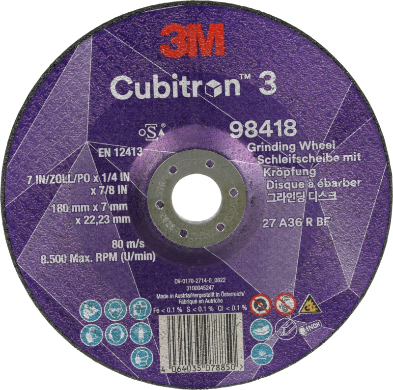76105182  3M Cubitron 3 roughing disc 180x7x22 mm, 20 pieces per pack